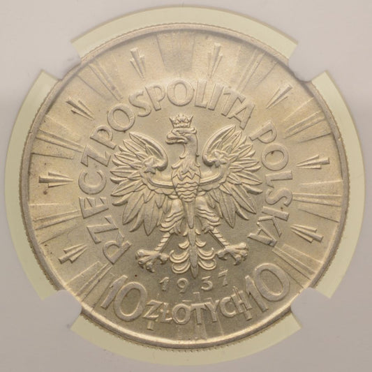 10 złotych 1937 r. - Józef Piłsudski - NGC MS62 (K04)
