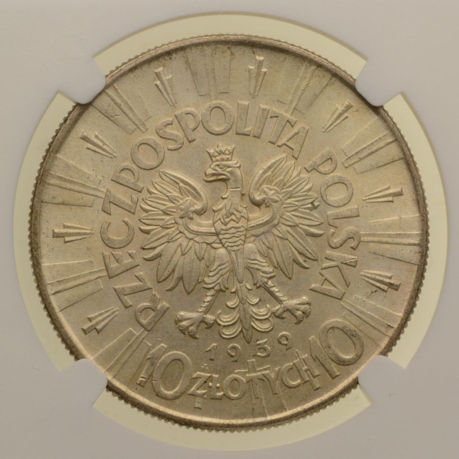 10 złotych 1939 r. - Józef Piłsudski - Grading NGC MS63+ (K28)