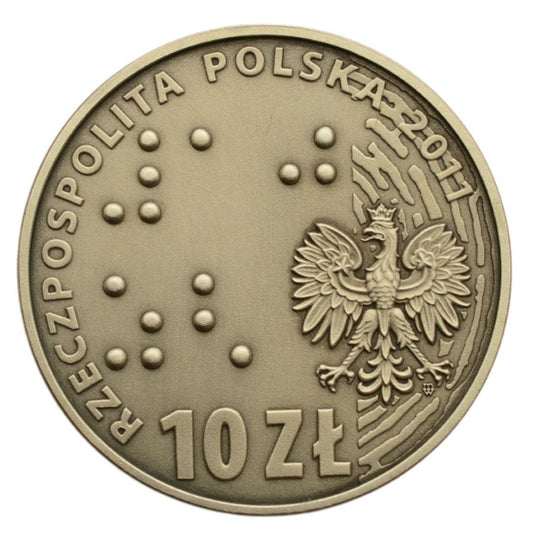 10 złotych - Europa bez barier - 100-lecie Towarzystwa Opieki nad Ociemniałymi
