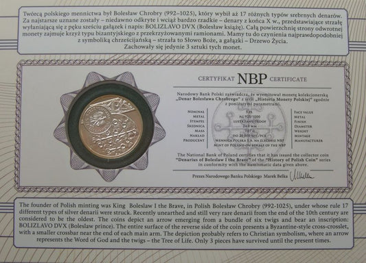 5 złotych - Historia Monety Polskiej - denar Bolesława Chrobrego